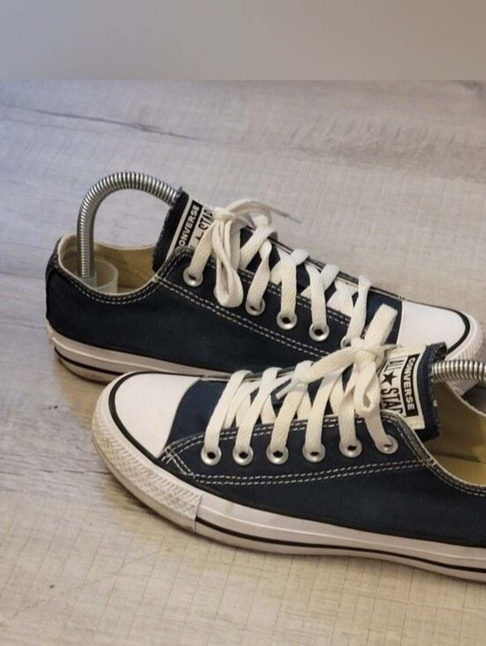Converse Low Top Sneakers in Navy Blue and White - Picture 3 of 7